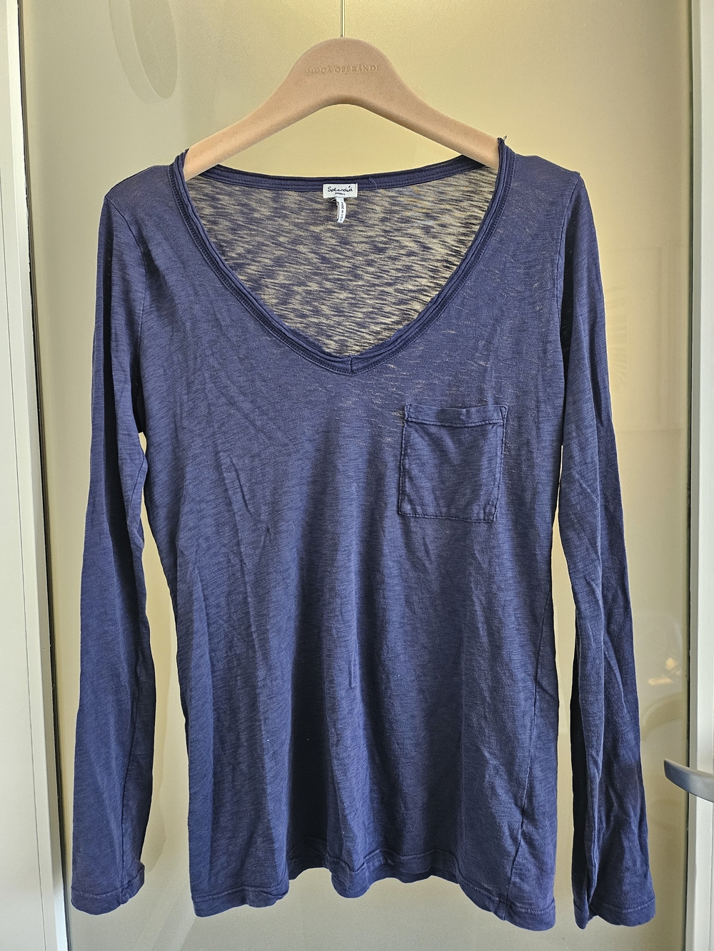 Splendid Navy V-Neck Long Sleeve Pocket Tee